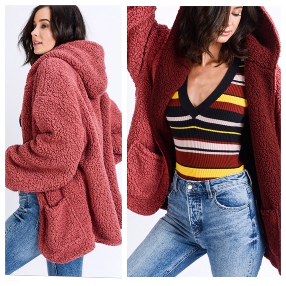 Sweaters - NWT Reversible Cozy Pocket Hooded Cardigan Sweater